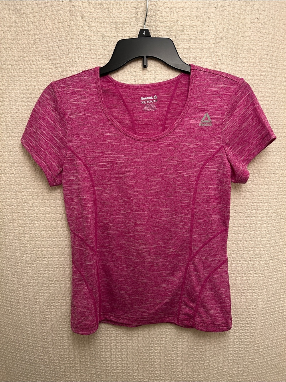 Reebok Women's Heather Magenta Short Sleeve Athletic Tee